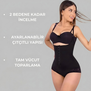 Veliora - Dantelli Çıtçıtlı Vücut Şekillendirici Korse Body