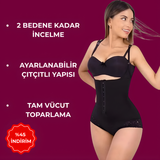 Veliora - Dantelli Çıtçıtlı Vücut Şekillendirici Korse Body